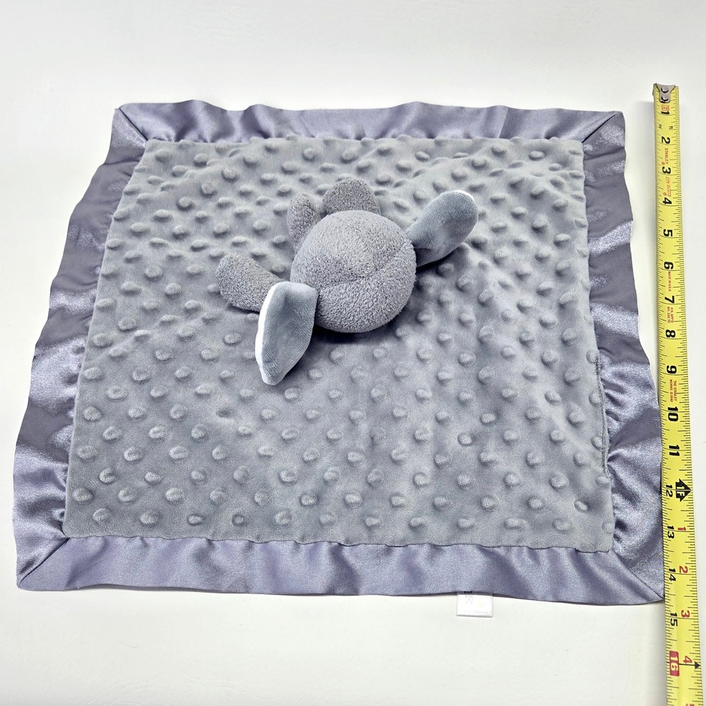 BabyColor Elephant Security Blanket Gray Minky Dot Satin Lovey Plush Snuggler - Picture 5 of 7